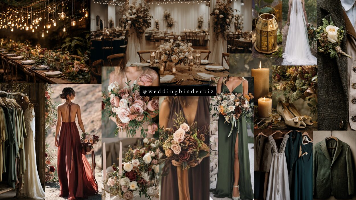 Moss & Mocha Wedding Colour Scheme Mood Board