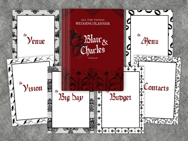 Gothic Wedding Planner Template Bundle, Cover Pages