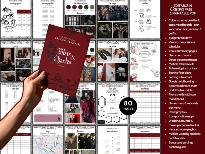 Gothic Wedding Planner Template Bundle