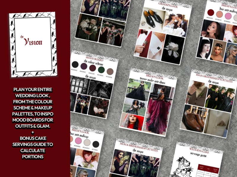 Gothic Wedding Planner Template Bundle, Wedding Inspo