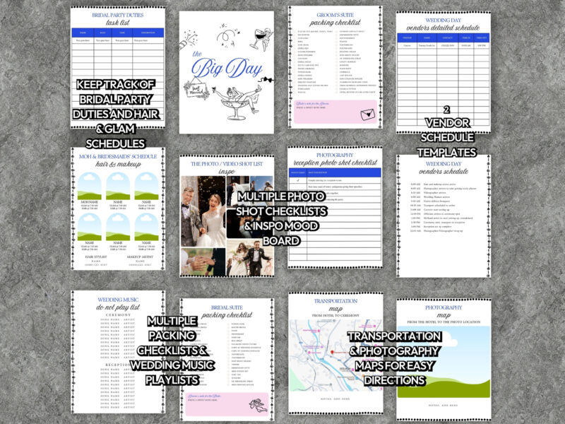 Whimsical Wedding Planner Template Bundle Pack
