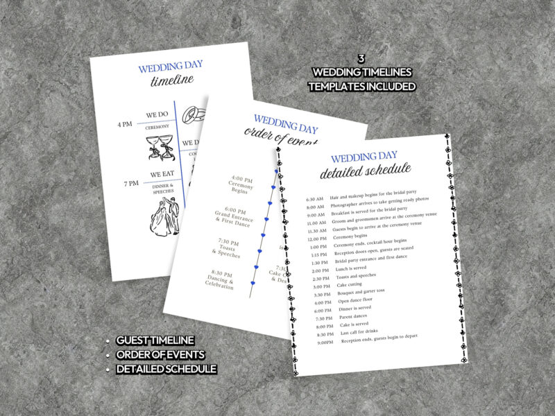 Whimsical Wedding Planner Template - Wedding Timeline & Wedding Schedule